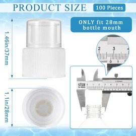 Yulejo 100 Pcs Plastic Push Pull Replacement Caps 28 mm Twisted Sport Bottle Lid Reusable Water Bottle Cap Screw Tops for Water Bottles Soda Bottles, White