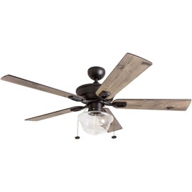 Prominence Home 80091-01 Abner Indoor/Outdoor Ceiling Fan, 52" LED Schoolhouse Edison Bulb, Bronze