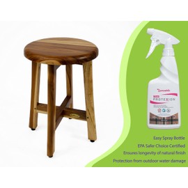 EcoDecors Shoji 12 Inch Round Waterproof Teak Wood Shower Bench Stool Seat Chair for Inside Shower Storage Provides Safety, Storage, for Bathroom Accessories and Loveable Protection 16oz Teak Sealer