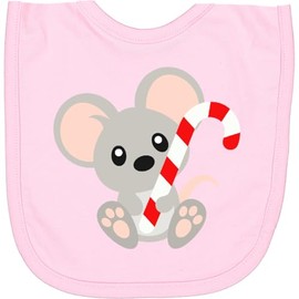 inktastic Cute Mouse, Little, Baby Mouse, Candy Cane Newborn Bib Pink 45f31