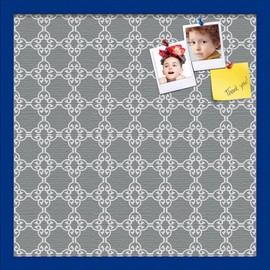 PinPix Custom Printed pin Cork Bulletin Board Made from Canvas, Grey and White Graphic Lava Pattern 20 x 20 Inches (Completed Size) and Framed in Blue Stain on Beech (PinPix-231)