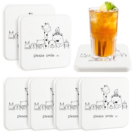 Cabaubl 6 Pieces Water Absorbent Diatomite Coasters,Diatomaceous Earth Coasters,Water Absorbing Stone Tray,Fast Drying Stone Sink Tray for Hand Soaps Cups Plants Drinks Bottles (White)