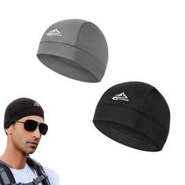 BLOOPIC Cycling Cap, Helmet Inner Cap, Set of 2, Ice Silk, Sweat Absorbent, Quick Drying, Breathable, Lightweight, Cool, Sun Protection Cap, Suitable for Outdoors, Sports, Headgear, Cycling, Climbing