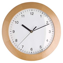 TFA Dostmann 98.1065 Radio-Controlled Wall Clock Wooden Wall Clock for Hanging 31 cm Diameter as Kitchen Clock Living Room Clock Design Clock Brown