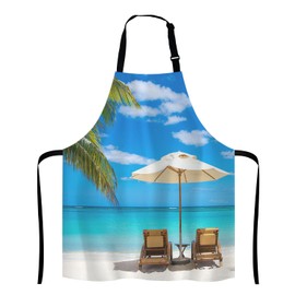 Lefolen Idyllic white beach in front of the turquoise tropical sea Apron Home Kitchen Waterproof Cooking Baking Gardening for Women Men