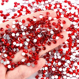Novani Red Rhinestones, Flatback Loose Crystal Gemstones 288pcs Glass Rhinestones for Clothes Shoes Crafts Makeup Nail Art and DIY Decorations(SS30, Light Siam)