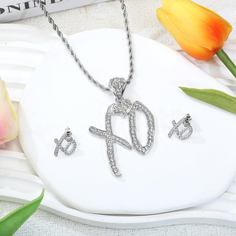 XO Necklace and Earrings Set- Valentine's Jewelry Valentine's Gift Merch,
