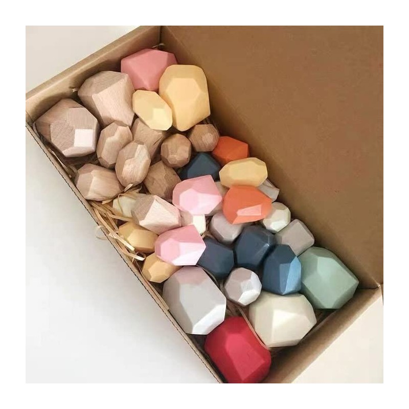 Colorful Stacking Stone Building Blocks Educational Toys Cognitive Old People