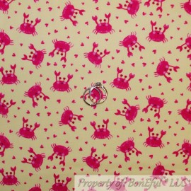 Timeless Treasures BonEful Fabric FQ Cotton Quilt Yellow Pink Heart Crab Claw Small Love Valentine