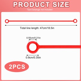 2PCS Earplugs Connector Cord, Flexible Anti Drop Earplugs Cord, Tug-Resistant Safety Cord for Earplugs with Removable Tips, Preventing Earplugs from Falling Running Swimming (Red, One Size)