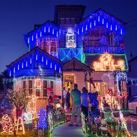 Purtuemy Outdoor Christmas Decorations, 12 inch/ 30 cm Meteor Shower Lights, Icicle Lights for Tree, Xtmas Decorations for Yard House Wedding Party, Blue