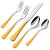 DINYWOW 20-Pieces yellow Silverware Sets for 4,Blue Handle Stainless Steel