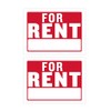 "FOR RENT" Sign - 9"x12", 2PC Bulk Pack, Weatherproof Plastic