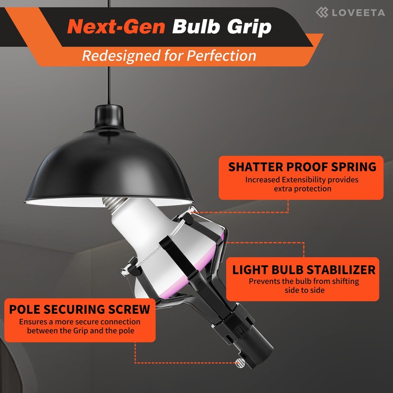 LOVEETA® Gen2 12Ft [18Ft Reach] Extendable Light Bulb Changer Pole