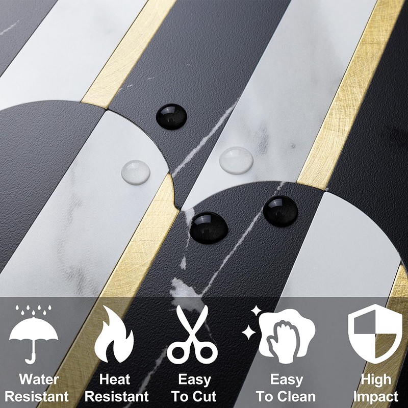 DICOFUN 1 Sheet Black & White Peel and Stick Backsplash