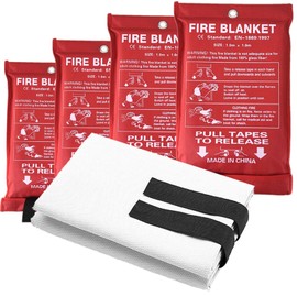 YXWUIVP Emergency Fire Blanket,4 Pieces of 39.3” x 39.3” Family Emergency Fire Blankets,100% Fiberglass,Useful Backup to Fire Extinguishers,Used to Extinguish Small Fires,Isolate The Fire