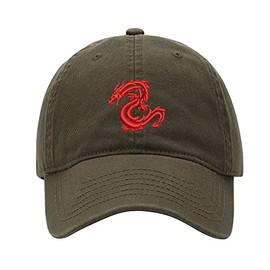 Baseball Cap Men Serpent Dragon Embroidered Washed Cotton Dad Hat Baseball Caps (Green,7 5/8)