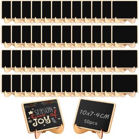 JMIATRY Pack of 50 Small Blackboards for Labelling, Chalkboard Small 10 x 7.4 cm, Chalkboard Stand for Place Cards, Birthday, Place Cards, Wedding, Price Tags, Buffet Signs