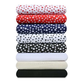 Stars Pattern Fabric Printed Woven Material.Crunchy Feel Light Weight for Crafts Projects,5 Colours.Also 100% Cotton Lining Voile Cloth in Black,Cream and White,Neotrims UK,Black White, 1m