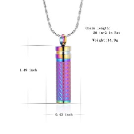 constantlife Cremation Jewelry for Ashes Openable Pill Case Urn Necklace Keepsake Perfume Memorial Pendant Locket Charm Accessories (Colorful)