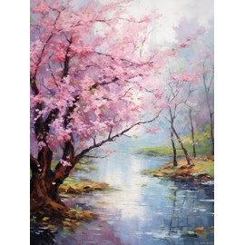 EATUKYIC Fall Garden Japanese Cherry Blossom 5D Adult Diamond Art, DIY Diamond Art Painting Kit for Decor 12x16inch