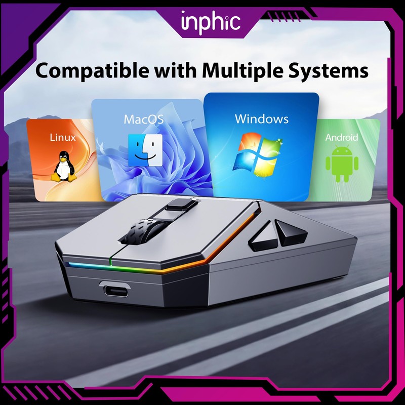 INPHIC Cyber Wireless Gaming Mouse, Tri-Mode 12000 DPI, 65g Lightweight