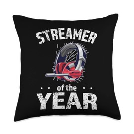 Streamer of the Century funny gaming headset Year Funny Gaming Headset Streamer Throw Pillow, 18x18, Multicolor