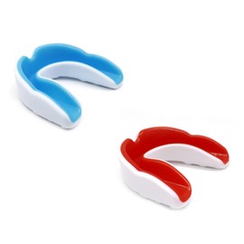 Kids Mouth Guard for Sports, 2 Packs Boys Girls EVA Food Grade Mouthguard Breathable Teeth Braces for Soccer Boxing Hockey Basketball Taekwondo Karate Wrestling（Red, Blue）