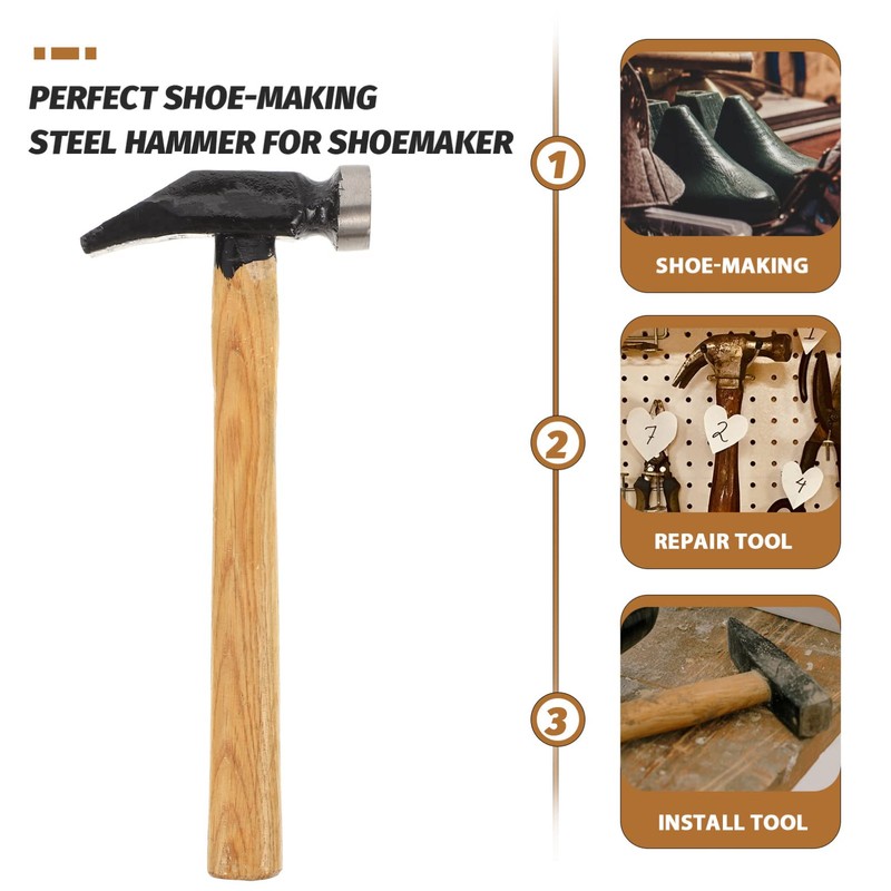 Tofficu Shoe Repair Hammer with Comfortable Grip Durable Handle Tack