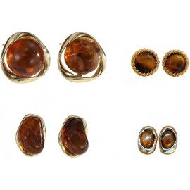 Juego de aretes de oro caf para mujer, juego de aretes de ojo de tigre de resina, gruesos, translcidos, hipoalergnicos, clsico, regalos de joyera