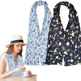 VOPHIA 2 Pack Women Bib Dining Scarf Washable Microsuede Food Clothing Protectors Floral Dining Mouth Towel Scarf (Aqua Blue)