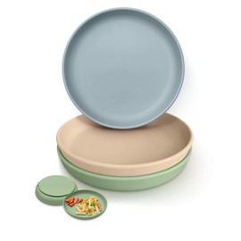 Onyucean Onyucean Classic Silicone Suction Plates for Toddler Baby Kids (3 Pcak), BPA Free Baby Plates with Suction that Stick & Stay, Deeper Toddler Dishes Microwave & Dishwasher Safe