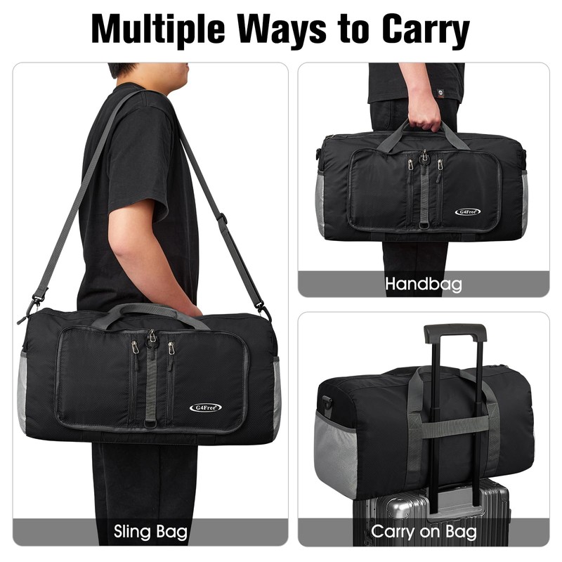 G4Free 40L/65L Foldable Duffel Bag, Water-Repellent Travel Backpack, Lightweight Carry