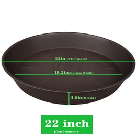 Bleuhome 2 Pack of 20 22 inch Plant Saucer, 3.6" Depth Tray, Large Deep Heavy Duty Saucers for Pots, Garden Plastic Flower Plant Trays for Indoors Outdoor, Tray for Planter 19-23" (Brown)