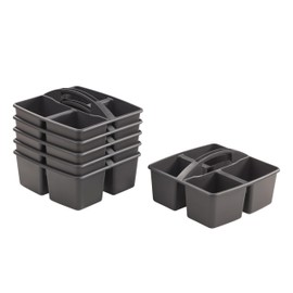 ECR4Kids 4-Compartment Medium Caddy, Storage Organizer, Black, 6-Pack