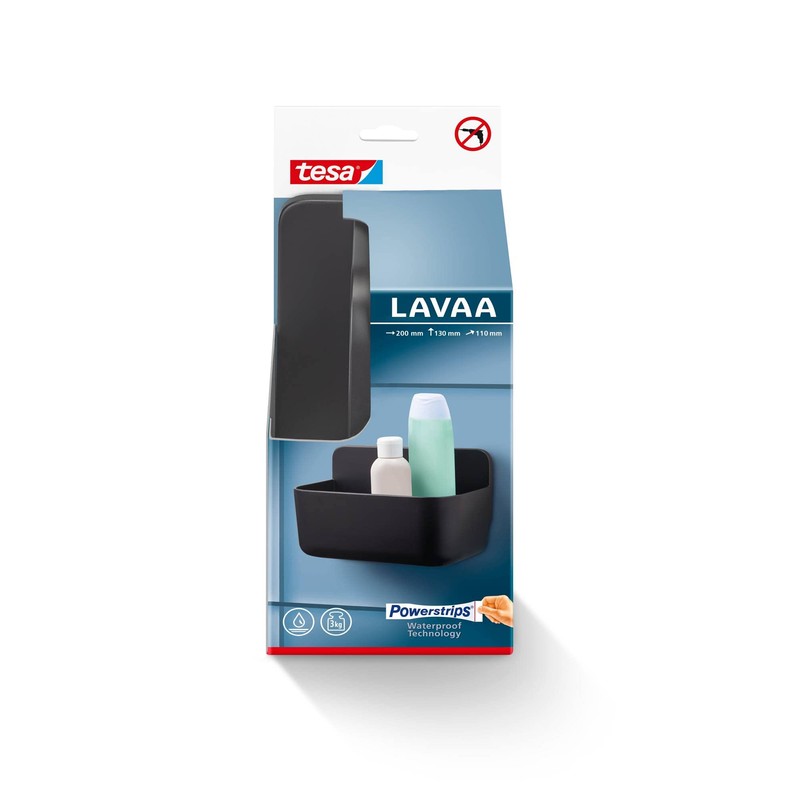 tesa Lavaa Shower Basket S, Matte Black - Shower Shelf