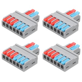 MECCANIXITY 4pcs Din Rail Press Quick Terminal Blocks DIY Splicing Wire Connectors (2 in 6 Out) 35A Terminal Blocks for Wiring Cable Circuit Inline 28-12AWG