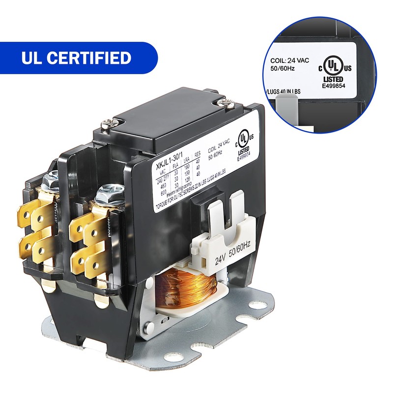 Dreyoo Carrier HVAC Motor Contactor, 24V 30 Amp Coil 1