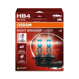 OSRAM NIGHT BREAKER LASER HB4, +150% more brightness, halogen headlight lamp, 9006NL-2HB, 12V, Hanging folding box (2 lamps)