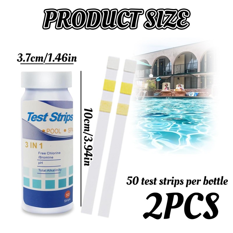 100Pcs Hot Tub 3 In 1 Test Strips, pH Test