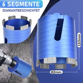 M16 Turbo Diamond Socket Countersink 82 mm Including SDS-Plus | 95 mm Usable Length | 6 Diamond Segments | Diamond Core Drill Bit with Centre Drill for Concrete, Masonry, Brick, Poroton, Plaster