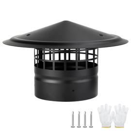 6 Inch Round Chimney Cap,Cone Top Chimney Cap with Screen,Roof Rain Wood Stove Pipe Cover Guard Outside Topper,Fireplace Exhaust Cover for 6" Stove Pipe-Galvanized Steel,Maximize Airflow Better Vent