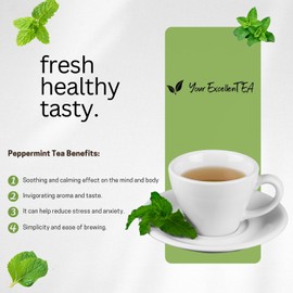 Your ExcellenTEA - Peppermint Loose Leaf Herbal Tea Pure Strong Mint Herbs Leaves Caffeine Free 100g