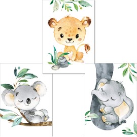 LALELU-Prints Pictures Children's Room Poster Baby Room Decoration Girls Boys Children's Picture Set Children's Room Pictures (Dungle Colourful)