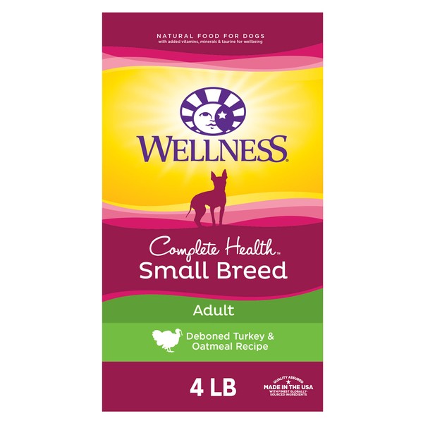 Wellness Complete Health Small Breed Dry Dog Food with Grains, Turkey & Oatmeal, 4-Pound Bag