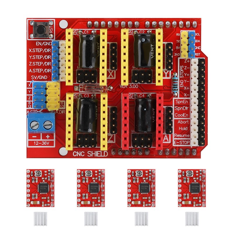Witbot CNC Shield Expansion Board+drv8825 Stepper Motor Driver+Heat Sink for