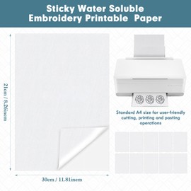 10 PCS Embroidery Transfer Paper, A4 (29.7x21cm) Water Soluble Stabiliser Embroidery Paper, Embroidery Backing for Printing Patterns