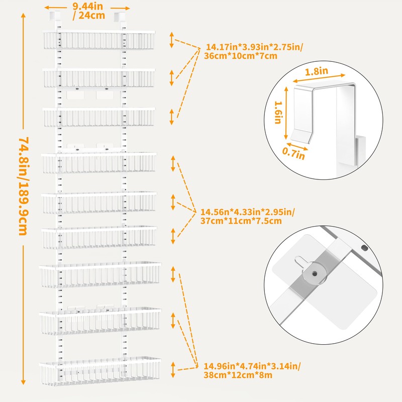 Moforoco 9-Tier White Over The Door Pantry Organizer, Pantry Organization