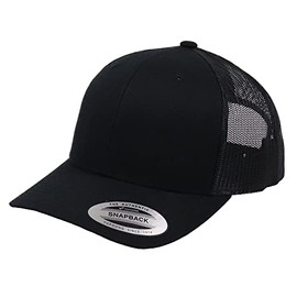 Flex-Fit YUPOONG YP CLASSIC Retro Trucker Cap Hat for Men and Women, Black