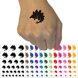 Stegosaurus the Spikey Dinosaur Temporary Tattoo Water Resistant Fake Body Art Set Collection - Orange (One Sheet)
